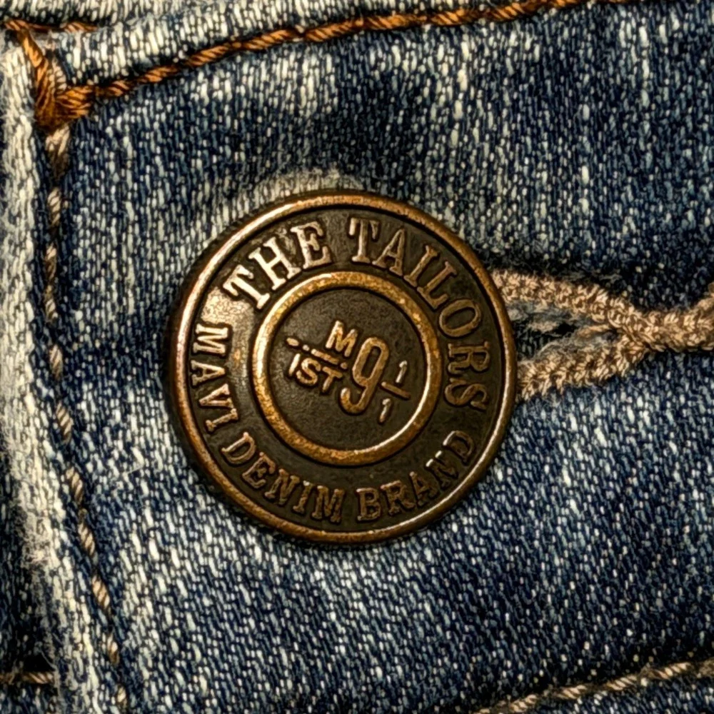 Mavi Jeans Men 33x32 Blue Slim Straight Medium Wash Embroidered Pockets